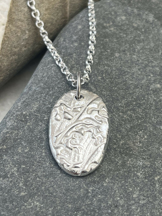 The Rip Pendant- unique recycled Fine silver Wave Pendant
