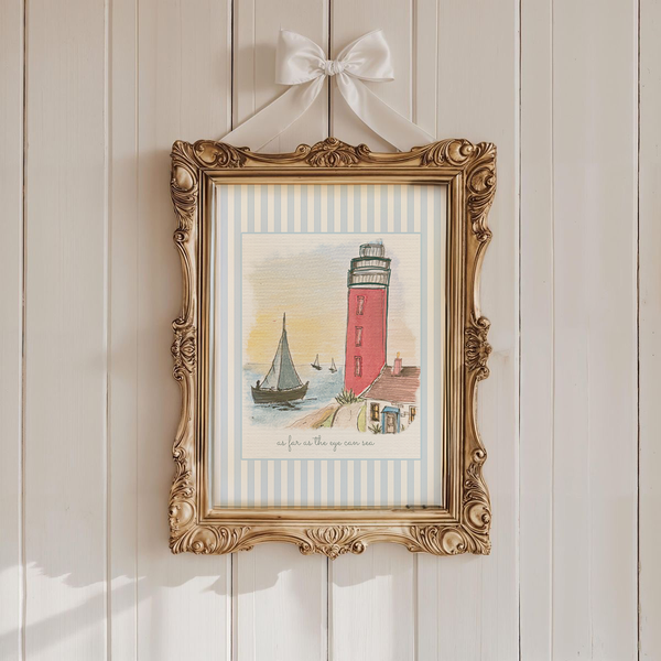 Lighthouse Watercolor Illustration, Nantucket Artwork