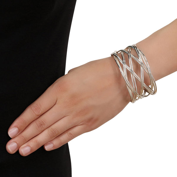 Intertwined handmade cuff bangle