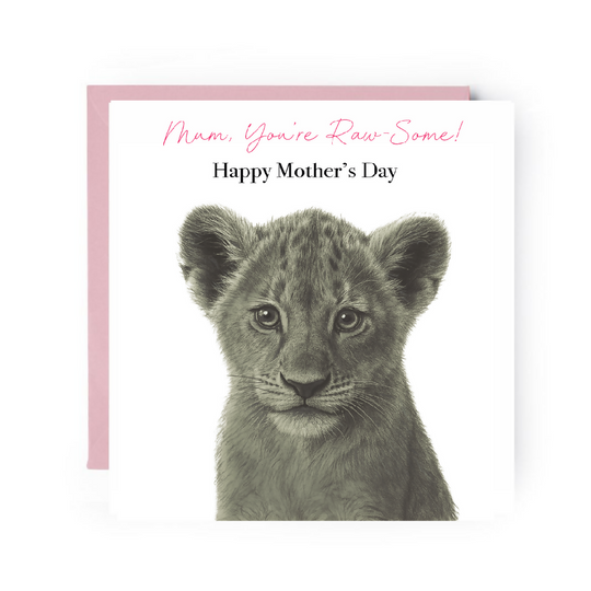 Mum You’re Roarsome Lion Cub Mother’s Day Card – Cute Safari Animal Mum Greeting
