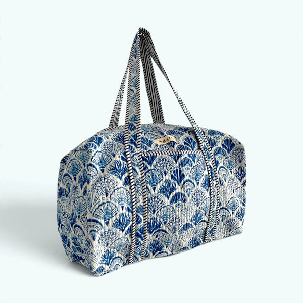 Seashell Print Cotton Quilted Weekend Duffle Bag