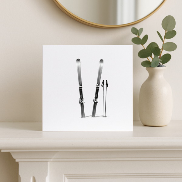 Skiing – Hand-Drawn Greeting Card | Winter Sports & Adventure Art