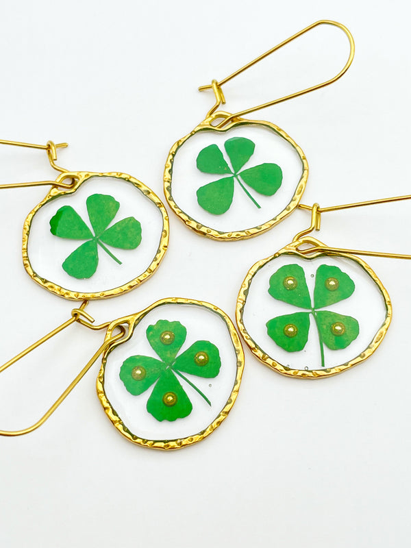 Four-leaf clover good luck earrings in small size