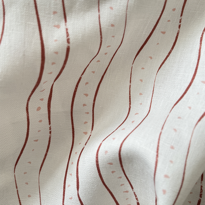 Rayure Burgundy Linen Fabric for Curtains and Upholstery