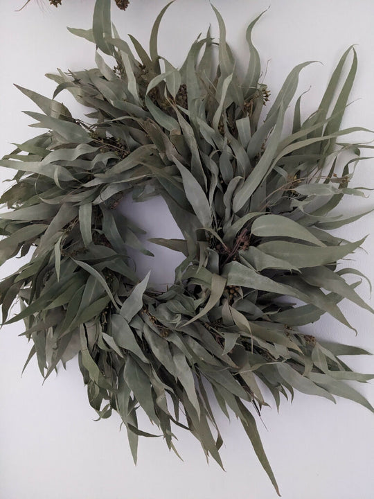 Dried Eucalyptus Handmade Wreath/Added Statice