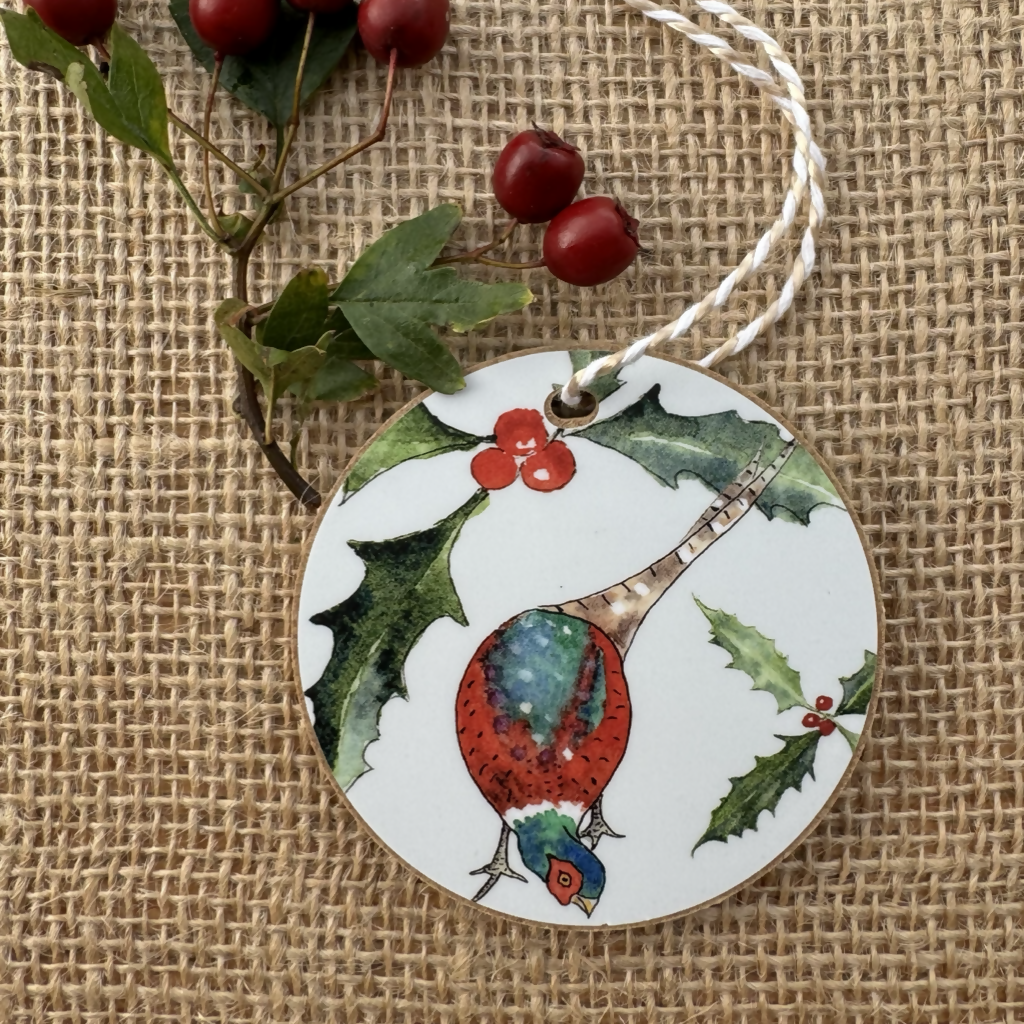 Pecking pheasant Chrsitmas decoration