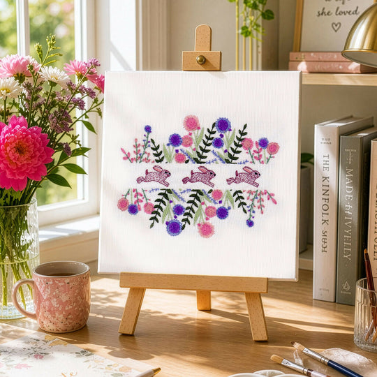 Spring Rabbits Embroidery Kit for Beginners