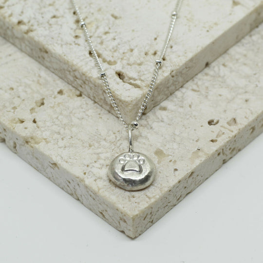 Recycled Silver Paw Print Pendant