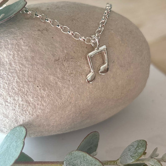 Silver Music Note Charm Necklace
