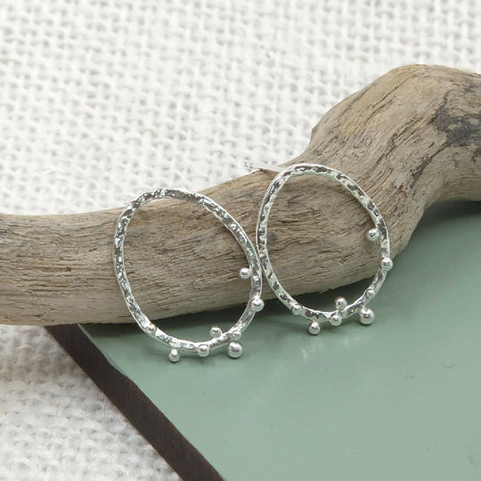 Silver Oval Bubble Earrings - Coastal Inspired