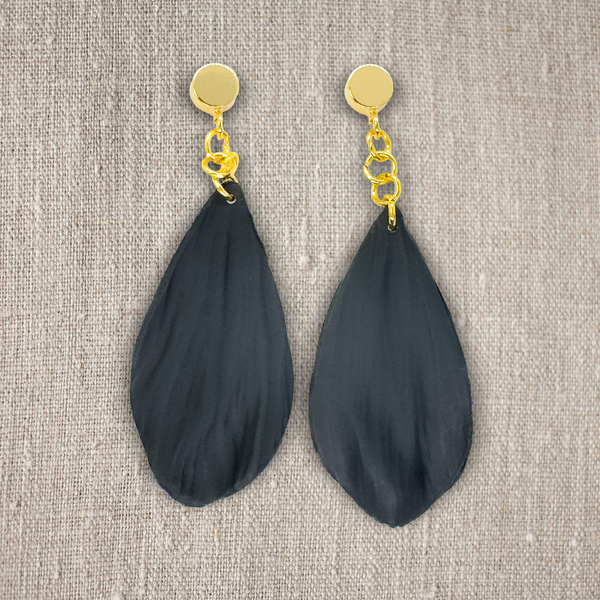 Petal | Black | Drop Earrings