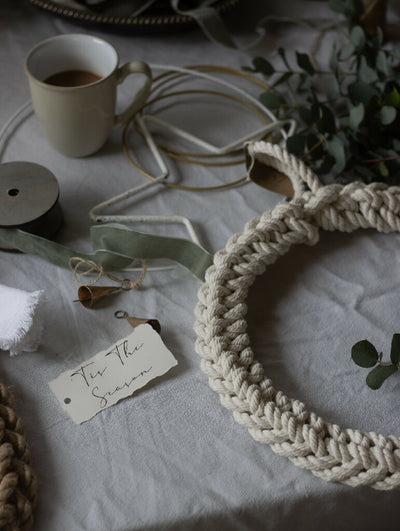 30cm White Cotton Christmas Wreath