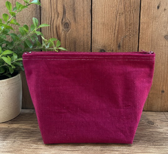 Handmade Burgundy Cotton Washbag – Travel Toiletries