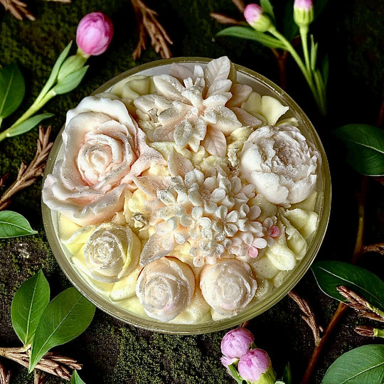 Large Botanical Candle Triple Wicked Handmade 90hr burn