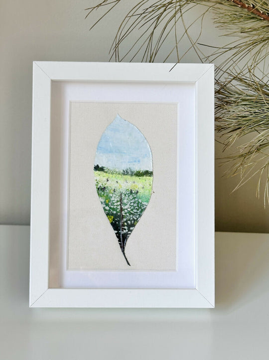 Softly Blooming Acrylic Leaf Art 15x20cm frame in white