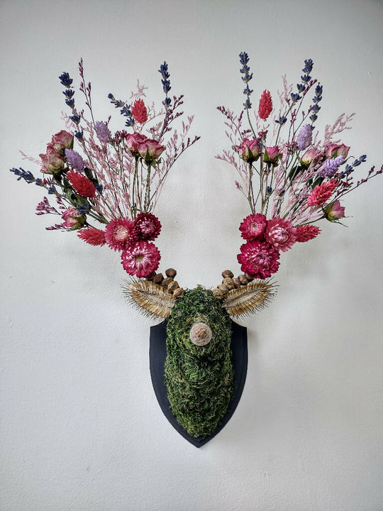 'Love' Mini Botanical Stag Wall Mount