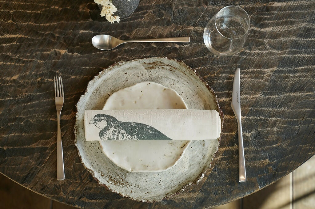 Organic Cotton Red-Legged Partridge Napkin – Set of 2