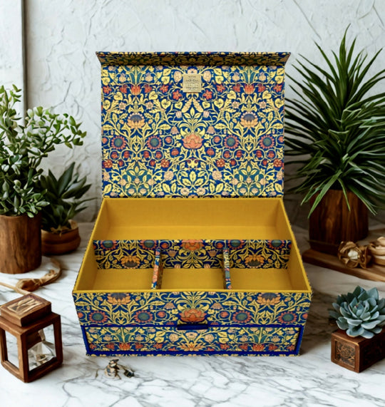 Handmade Violet and Columbine Box | William Morris Fabric Organiser