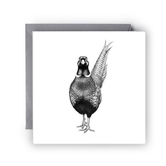 Elegant pheasant illustration greeting card for country and nature lovers