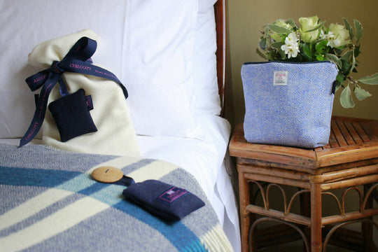 Chilcott Herringbone Blanket - Navy, Cream & Teal