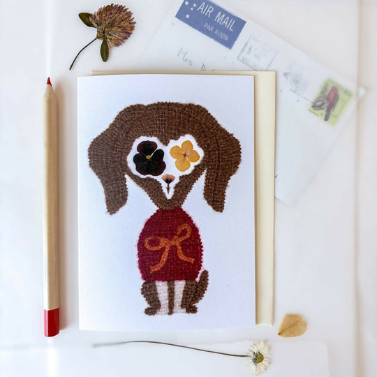 Botanical Dachshund Greetings Card