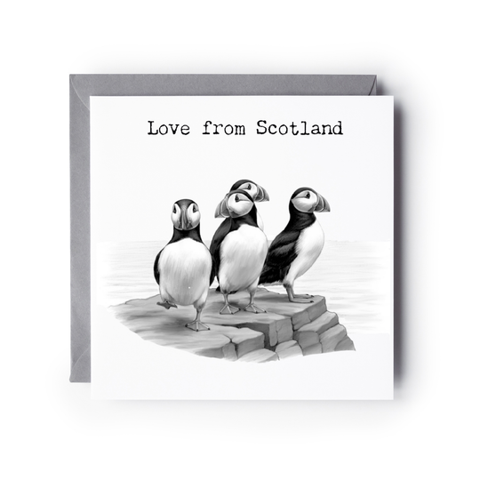 Love From Scotland - Puffin Rock – Coastal Greeting Card