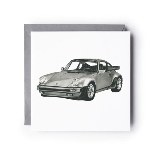 Classic German Sports Car – Porsche Inspired – Hand-Drawn Greeting Card | Timeless Automotive Art