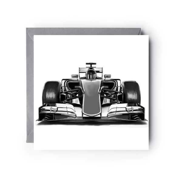 Racing Car– Hand-Drawn Greeting Card