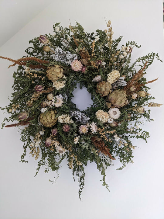 Handmade Wreath Made From Neutral Tone Dried Flowers