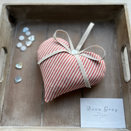 Lavender Heart in Red Piping Stripe Cotton by Susie Watson Designs