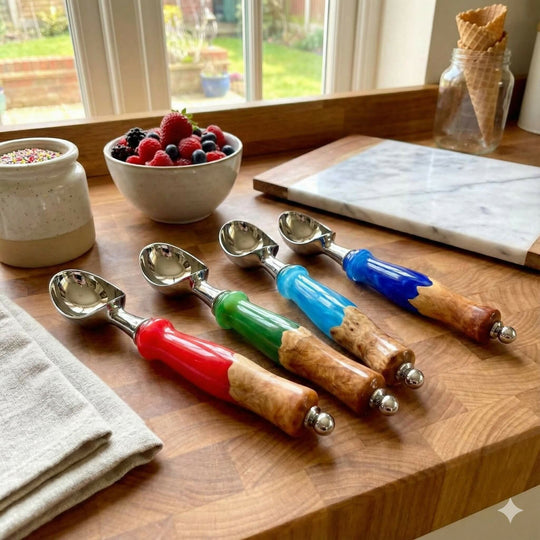 Hand-Turned Burr & Resin Ice Cream Scoop | Yorkshire Handmade