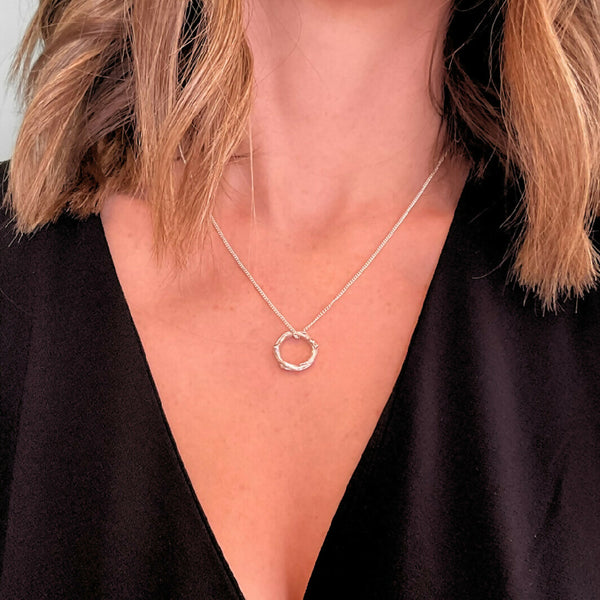 Silver Twig Ring Necklace