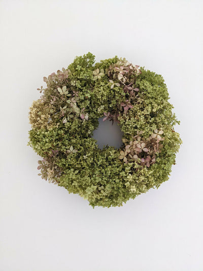 Handmade Dried Hydrangea Wreath – Soft Green