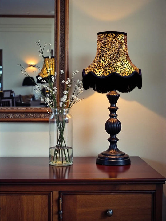 Leopard animal print lampshades with black decoration - Available in 8 sizes