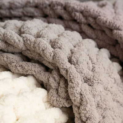 Hand-Knit Chunky Cream throw