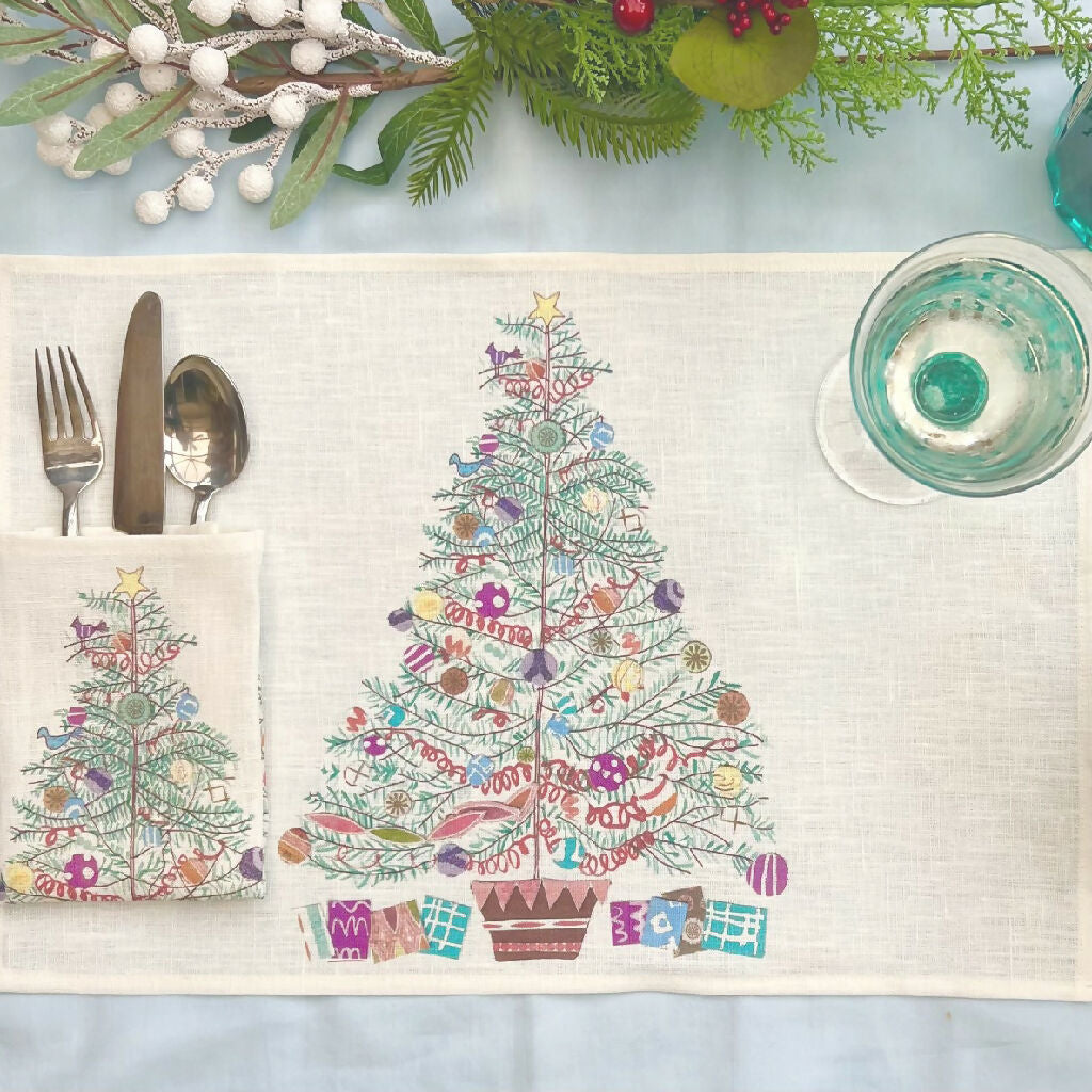 Christmas Tree Linen Placemats