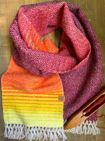 Graduating Sunset Scarf - Lemon  to Burgundy 2