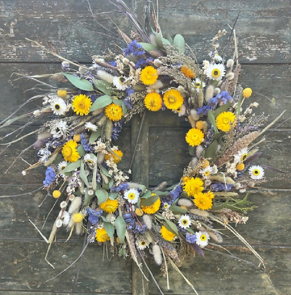 Spring Wreath in Yellow, Blue & Green
