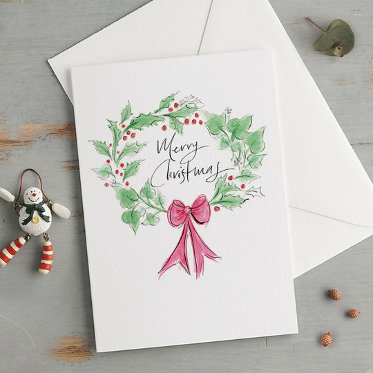 'Merry Christmas' Holly & Ivy Wreath