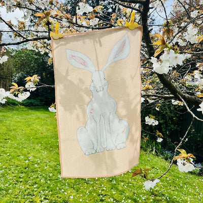 peach rabbit tea towel2