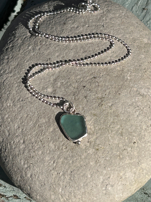 Aqua Blue seaglass necklace