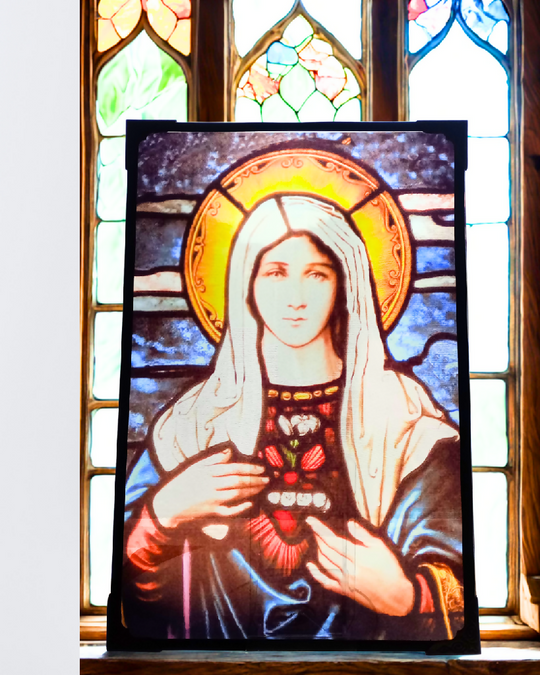 Sacred Mary Stained Glass Effect Panel