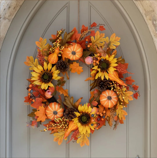 Autumn Sunflower & Pumpkin Wreath