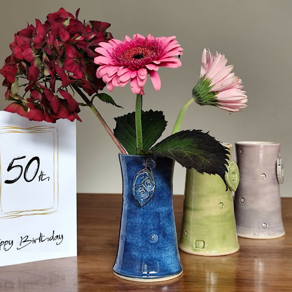 50th Birthday Anniversary Vase With Ceramic Tag