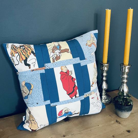 Vintage Upcycled Comic panel cushion