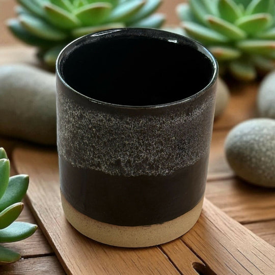 Black Stoneware Refillable Candle Pot & Candle Refill