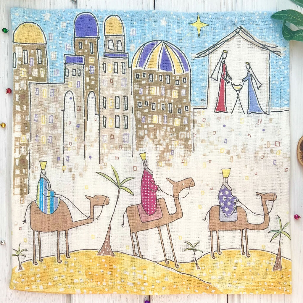 Christmas Linen Napkins - Following the Star