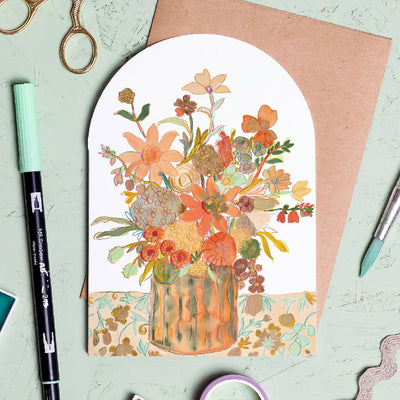 Arched Card Single on Coral