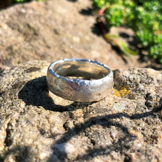 Cornish Coast Textured Recycled Silver Ring