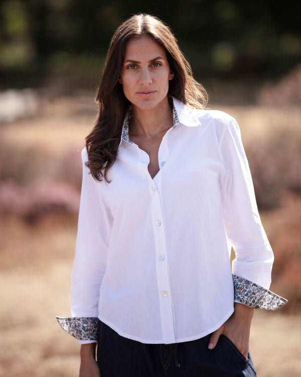 Sylvie White Liberty Cotton Boyfriend Shirt, by Weiss Cape Town